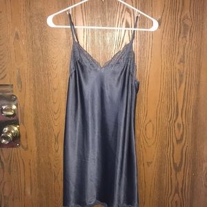 grey satin night gown with lace